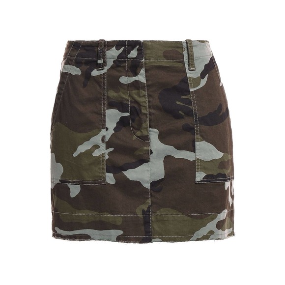 Nili Lotan Ilona Army Green Camo Printed Cotton Twill Mini Skirt Size 2 - Picture 1 of 5